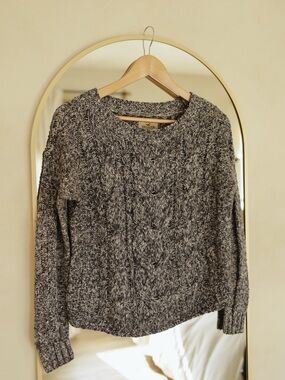 Cozy Blue and White Cable Knit Sweater -